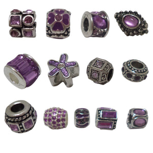 Romantic Purple Rhinestones N8 European Style Beads Charms for Bracelet Necklace Fit Pandora